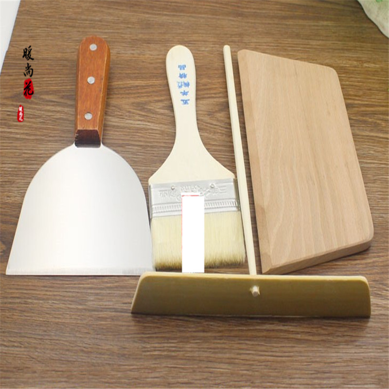 洋子（YangZi）煎饼工具不锈钢大号杂粮煎饼刮板摊鸡蛋饼竹蜻蜓煎饼果子耙子商用18cm耙_1 家用10cm半圆铲+14楠竹耙子