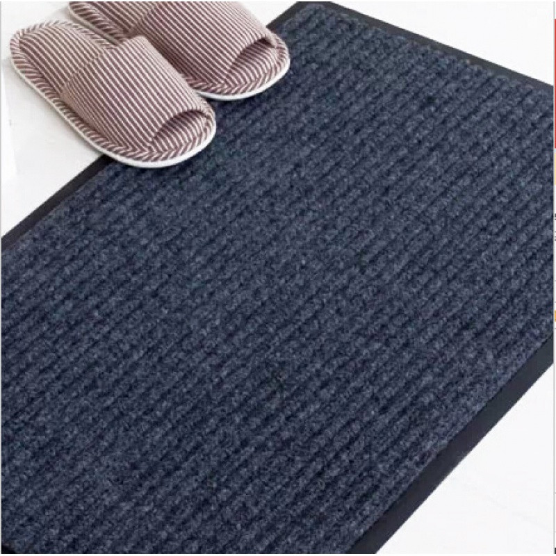 PVC复合地垫双条纹地毯卷材定制裁剪门垫厨房门口吸水防滑地垫 开剪160CM*每米单价 深灰色