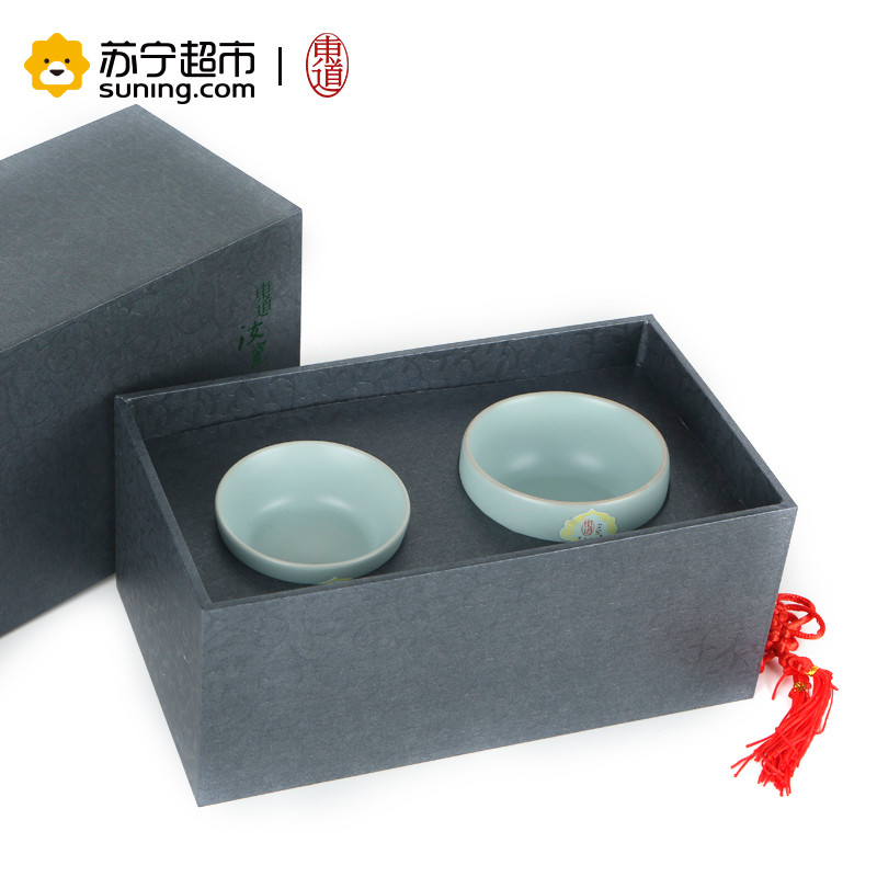 东道汝窑经典喜乐坐禅杯组（天青）