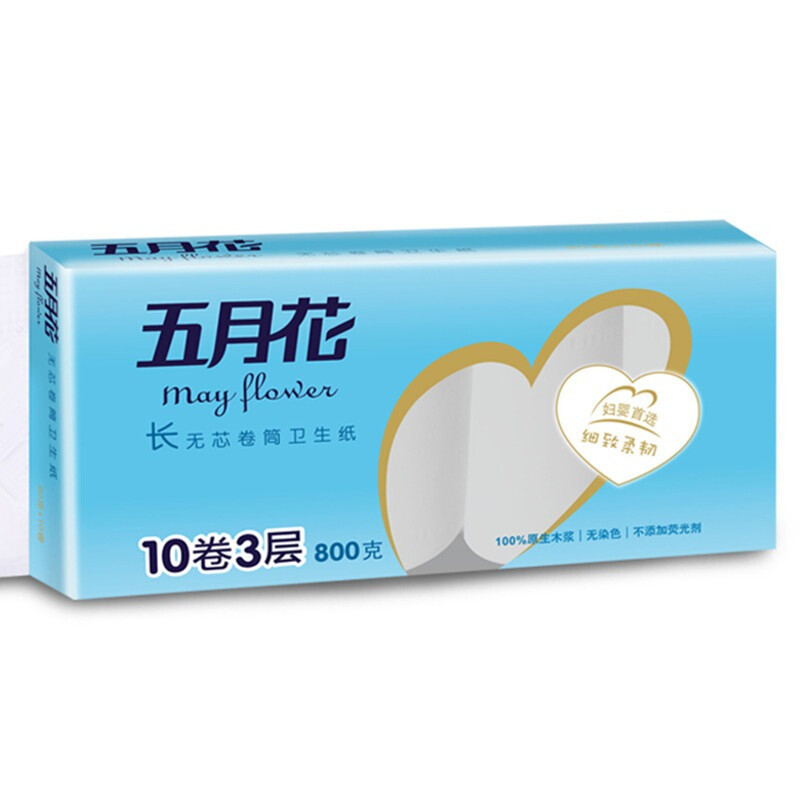 五月花(may flower) 3层80克 10卷/提 无芯卷纸 A116101 （单位：提）