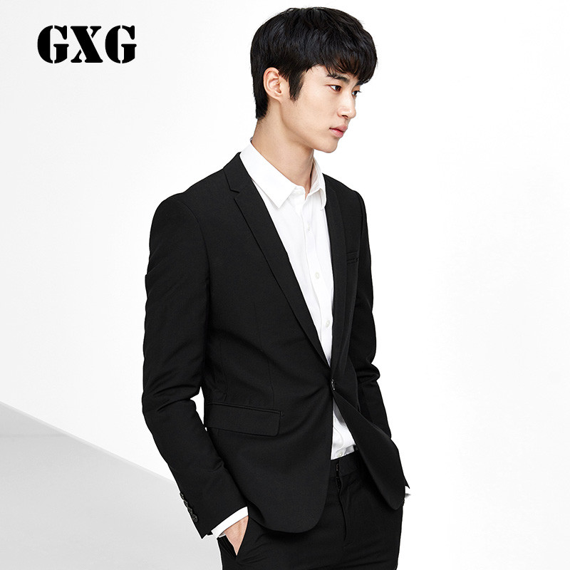 GXG西服男装春季潮流热卖都市时尚男士黑色套西西装#61113505 185/XXL 黑色