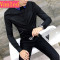 酒店KTV夜场少爷服装夏季酒吧短袖衬衫男服务生工作制服潮_2 3XL 黑色A106-1-CS18