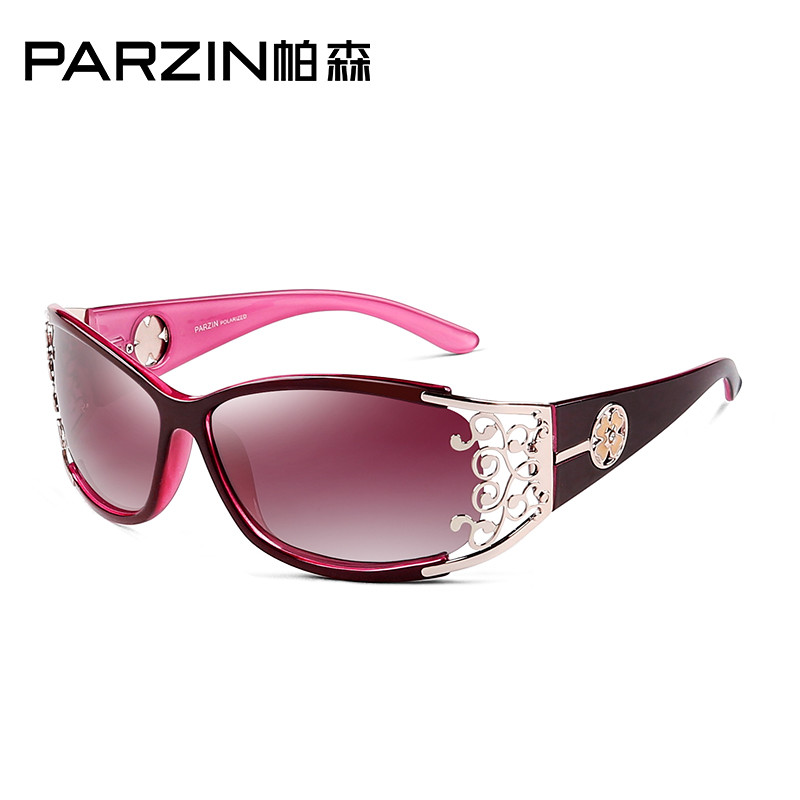 帕森（PARZIN）偏光太阳镜 女 墨镜 新款时尚优雅蕾丝驾驶太阳眼镜9218 紫色