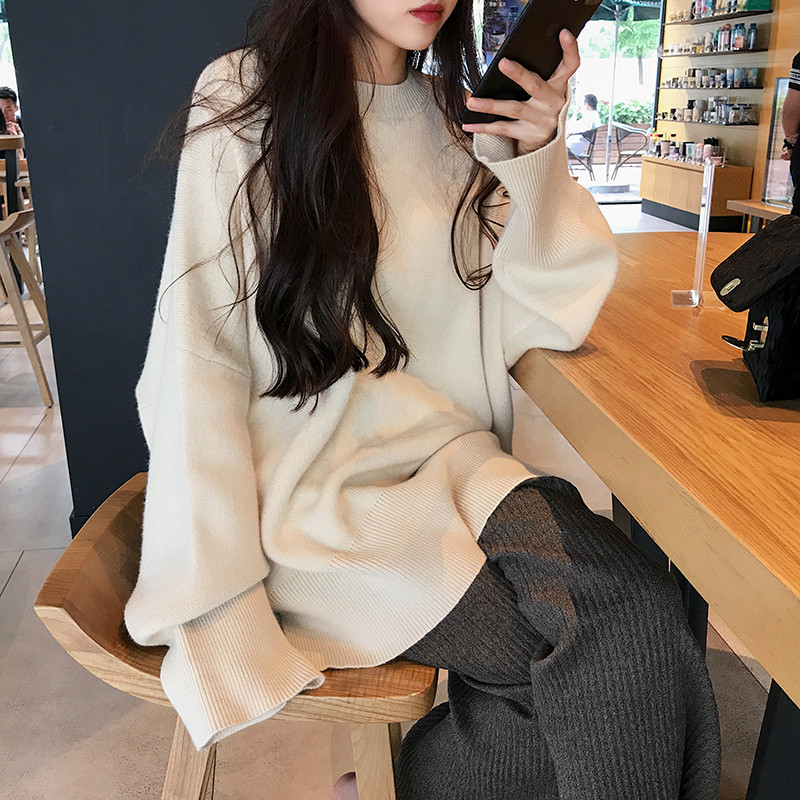 18款式胖mm洋气套装冬季女装2018大码200斤毛衣仙女胖妹妹两件套潮 2XL（150-165斤穿） 杏色裤子