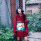 18款式欧美潮牌中长款酒红色慵懒oversize宽松长袖加绒连帽卫衣女套头 均码 酒红色【不加绒】