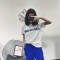 18款式春夏新款冰丝针织运动休闲校服裤女松紧腰宽松侧边条纹小脚长裤子 L 黑色