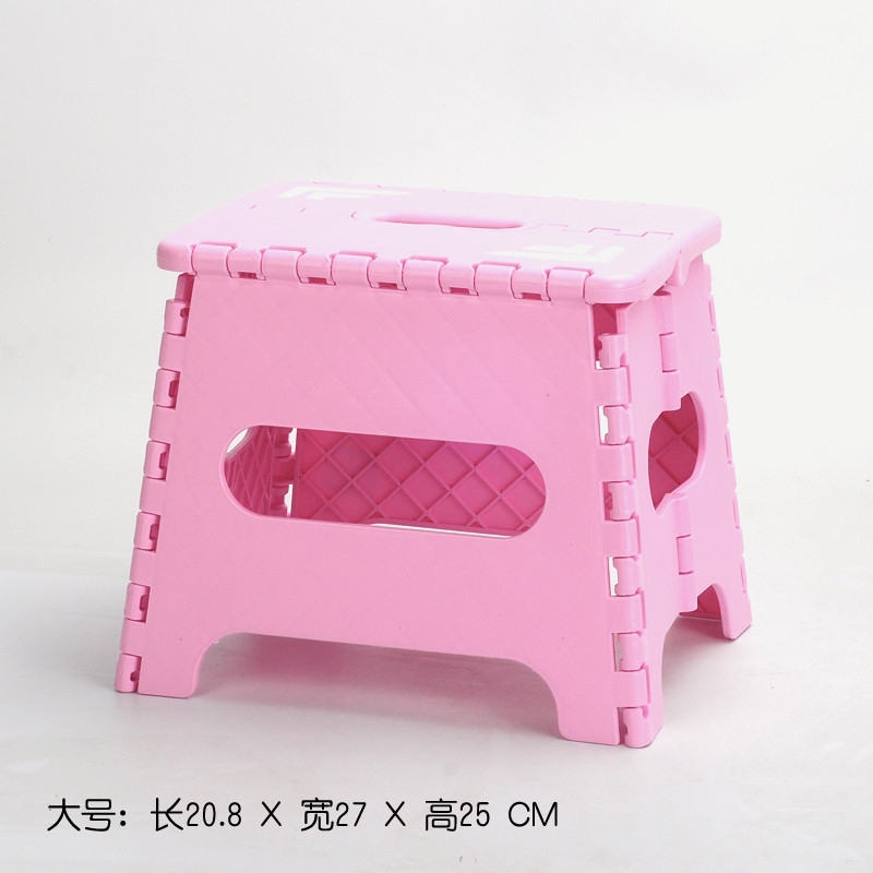 家用时尚加厚椅子塑料便携户外儿童马扎创意幼儿园迷你折叠凳_1 大号直角线粉色