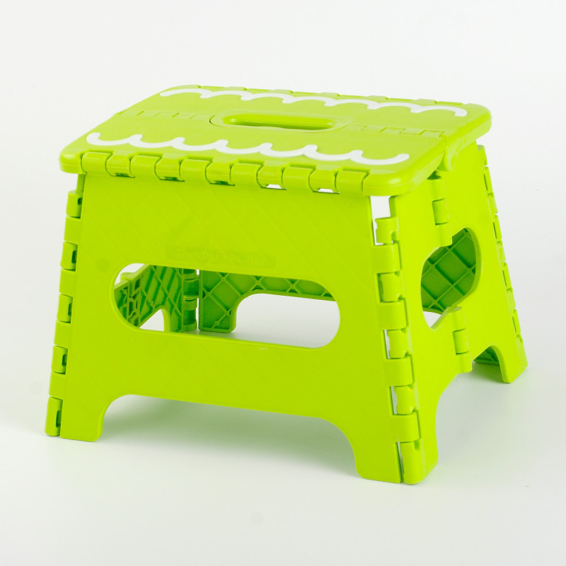 家用时尚加厚椅子塑料便携户外儿童马扎创意幼儿园迷你折叠凳_1 小号波浪线绿色