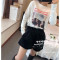 18款式2018早春新款圆领长袖加绒加厚白色棉T恤美女字母印花打底衫女装t 均码 读报女孩