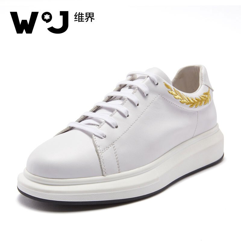 维界高贵优雅特色新款牛皮小白鞋 白色 42