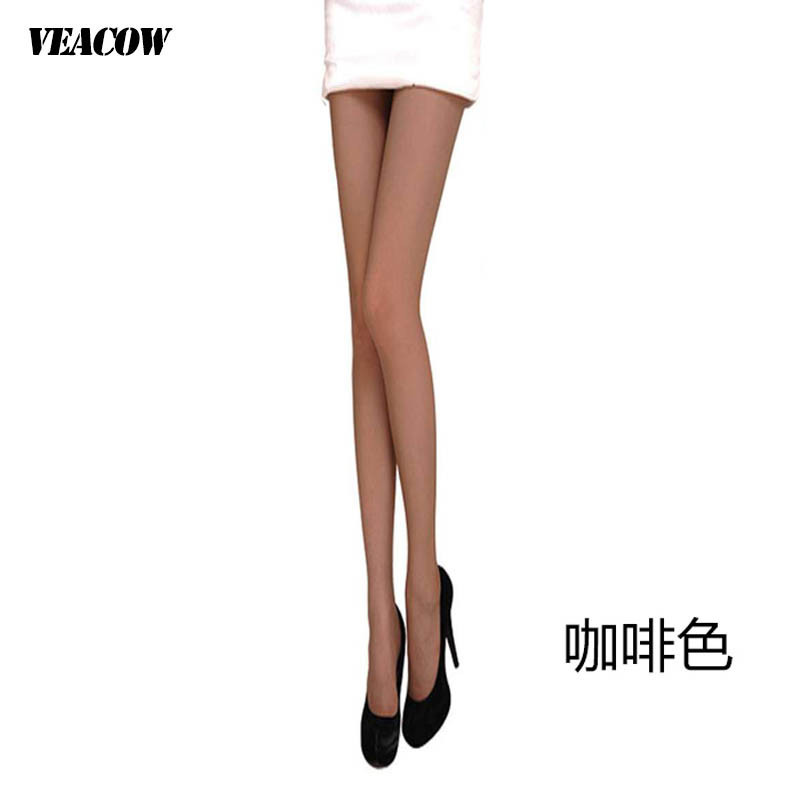 VEACOW 【四条装】女士15D薄款包芯丝连裤袜脚尖加固 显瘦无痕时尚诱惑丝袜 均码 4条咖啡