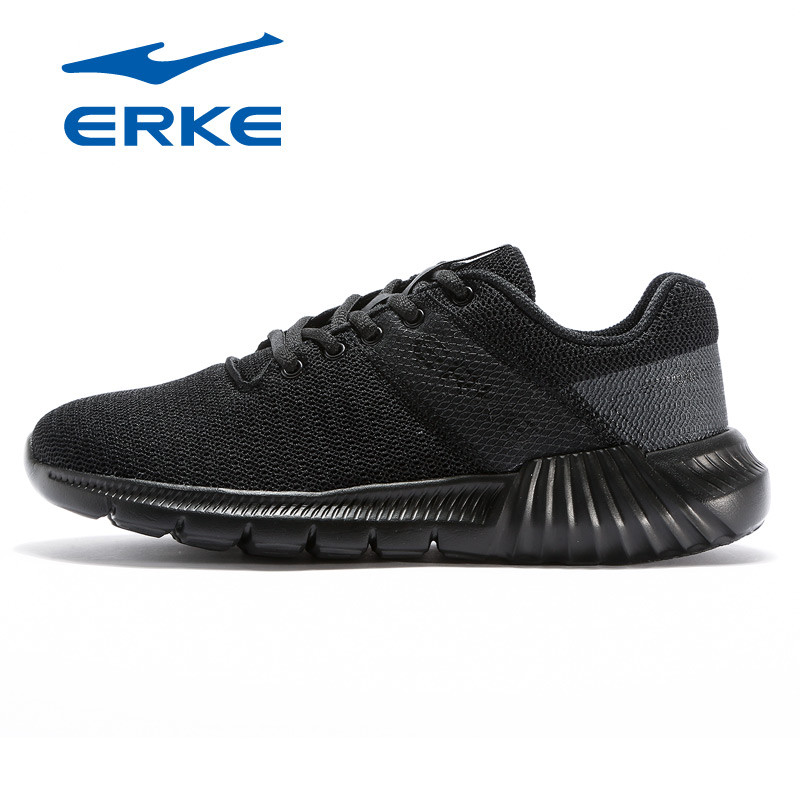 鸿星尔克（erke）时尚男女跑鞋情侣款跑步鞋运动鞋12118203065 正黑【男款】 42码