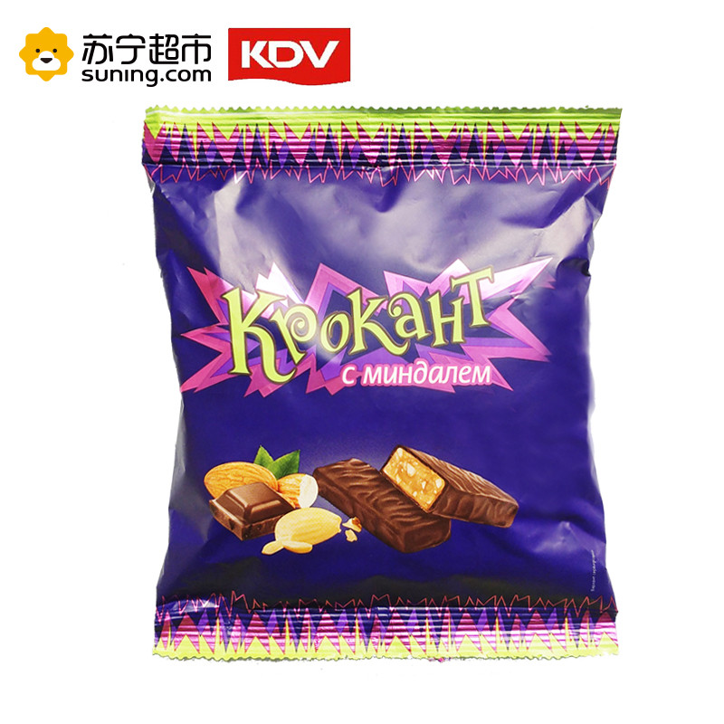 俄罗斯进口KDV紫皮糖180g/袋 结婚喜糖巧克力味坚果夹心酥糖硬糖 休闲零食品（糖果外裹含代可可脂）