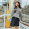 18款式毛呢半身裙秋冬女2018新款短裙女韩版学生高腰百搭格子包臀a字裙 M 藏青色