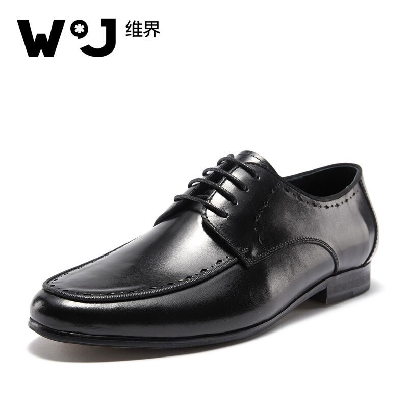 维界W*J商务休闲鞋男睿智优雅新款牛皮商务休闲鞋 棕色 42 黑色 43