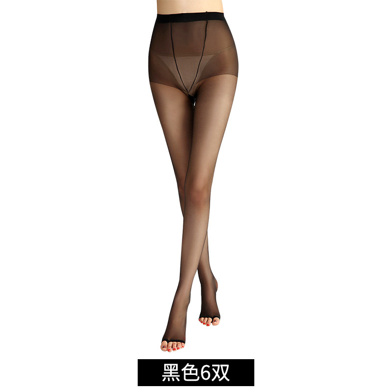 浪莎鱼嘴丝袜 防勾丝露趾丝袜连裤袜 女士薄款秋冬显瘦连裤袜子 加裆/鱼嘴/露趾 黑色6双装