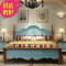地中海双人床1.8米美式乡村实木床1.5m高箱床田园床卧室成套家具DF #FFEEFF