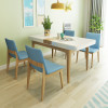北欧实木可伸缩钢化玻璃餐桌椅组合现代简约折叠饭桌成套家具 餐椅可定制颜色(麻布布板)