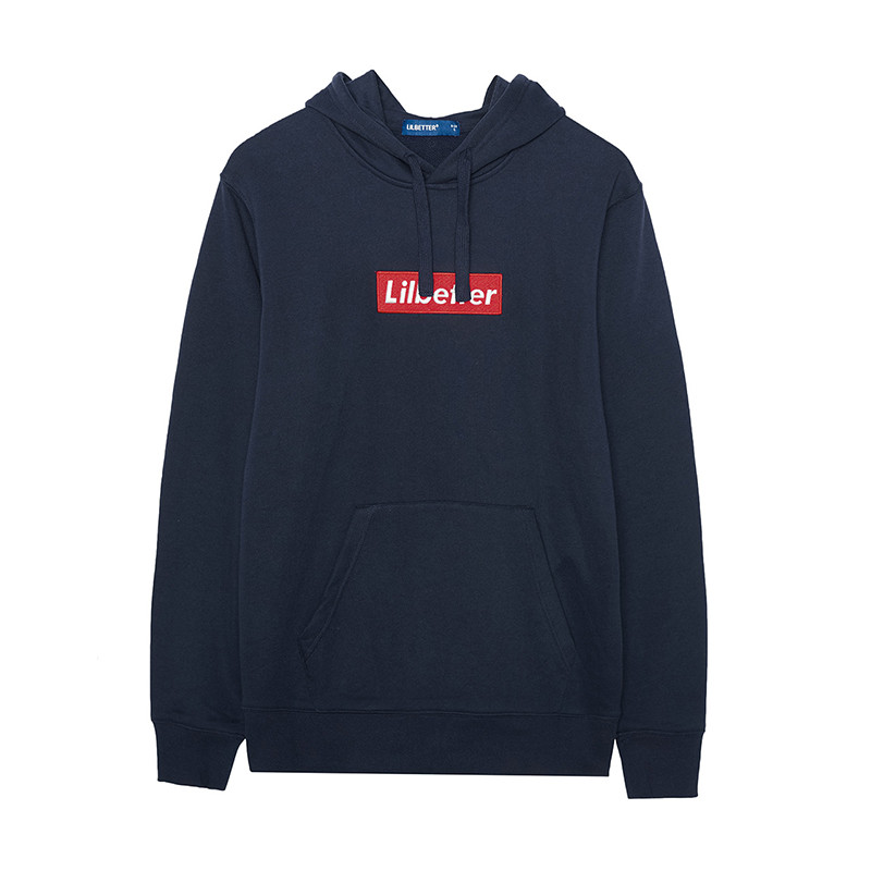 Lilbetter卫衣男连帽韩版潮牌外套日系街头男士卫衣套头9171112601 藏青 180/XL