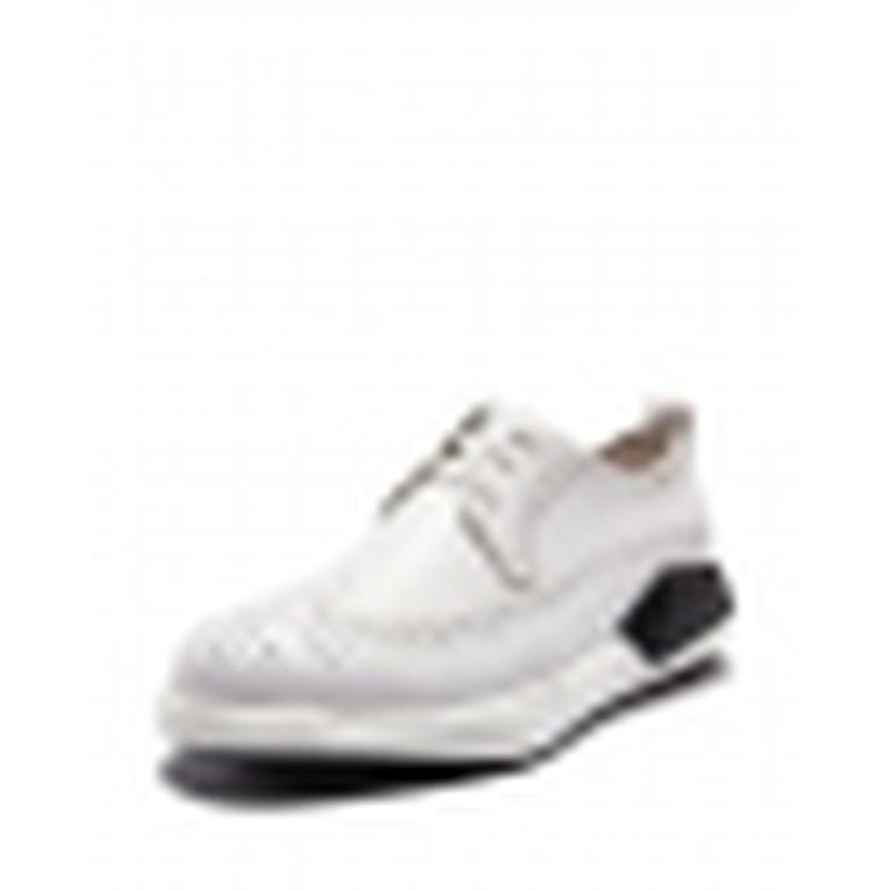 维界鞋底出众 新款牛皮布洛克商务休闲鞋 白色 42