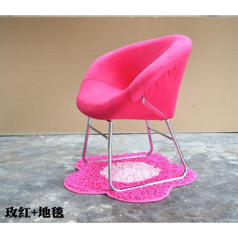 花朵椅梅花椅子办公吧台电脑椅休闲椅子懒人沙发凳子元宝椅子 玫红色+地毯