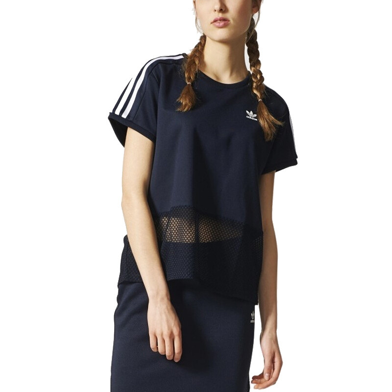 Adidas阿迪达斯女装2017秋季新款三叶草运动休闲镂空短袖T恤BQ5743 XL 默认颜色