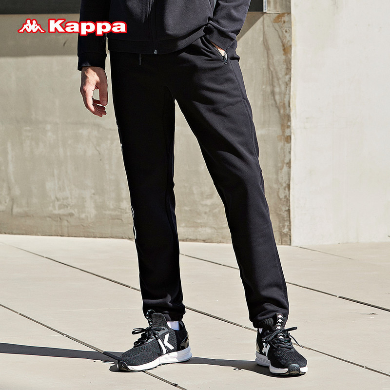 Kappa卡帕男运动裤卫裤2018春季新款裤子棉休闲裤直筒运动长裤子 XXL/185 K0652AK19-990黑色