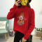 18款式多色招财猫毛衣女针织衫情侣款宽松半高领短款针织打底衫本命年新 S 高领红色招财猫