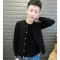 18款式精神小伙紧身立领外套春秋潮男薄夹克社会人潮流帅气修身上衣男学 3XL 红色