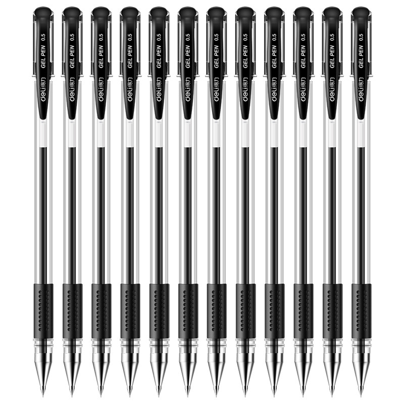 得力6600ES中性笔0.5mm 黑色 12支