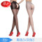 浪莎开档丝袜女超薄款情趣防勾丝免脱夏季裆黑肉色打底连裤 均码 黑3灰3