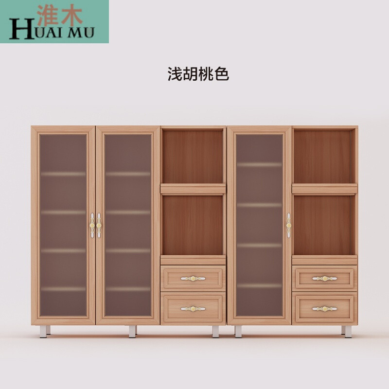 淮木（HUAIMU）欧式餐边柜简易茶水酒碗橱柜储物厨房收纳柜子微波炉柜子_1 浅胡桃色