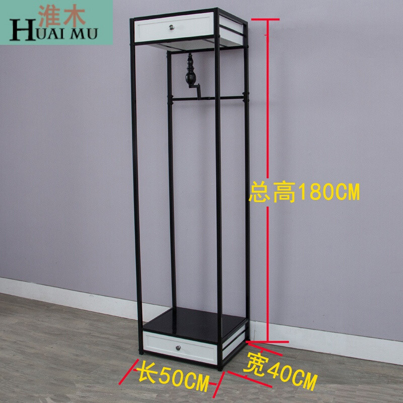 淮木（HUAIMU）货架衣架展示架正挂鞋架落地式五层包包架放包架 黑色带柜正挂50*40*180CM