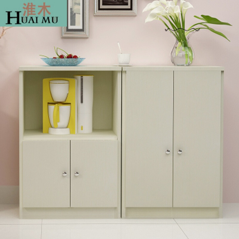淮木（HUAIMU）餐边柜储物柜带碗柜厨房柜子茶水柜厨房储物双储物柜酒柜ABC浅胡桃双 BC白枫