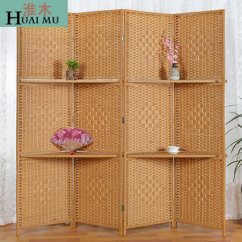 淮木（HUAIMU）屏风隔断时尚客厅中式屏风简约现代折屏卧室玄关隔断墙办公室屏风 咖啡色4扇(每扇尺寸180X50X2CM)