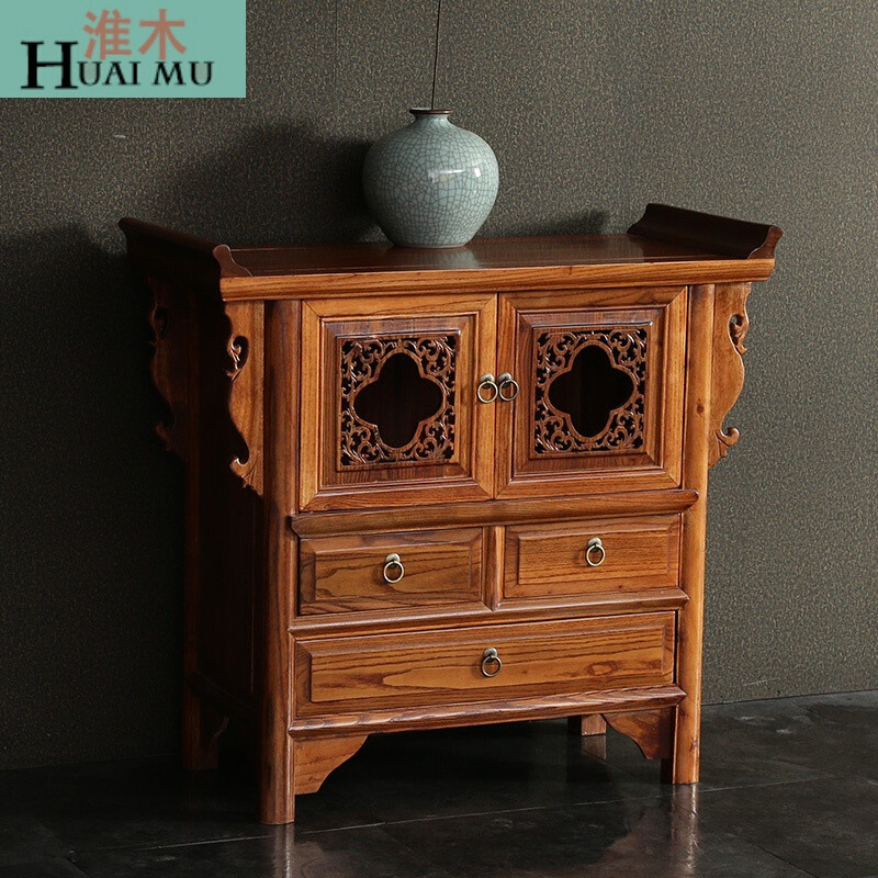 淮木（HUAIMU）实木古典储物柜玄关柜斗柜中式明清古典仿古家具翘头柜_1 默认颜色