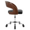 淮木（HUAIMU）电脑椅家用办公椅子学生椅靠背椅转椅座椅实木老板椅五星脚棕色木棕色牛皮钢 矮款圆盘棕色曲木黑皮