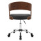淮木（HUAIMU）电脑椅家用办公椅子学生椅靠背椅转椅座椅实木老板椅五星脚棕色木棕色牛皮钢 矮款圆盘本色曲木黑皮