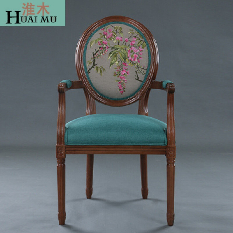 淮木（HUAIMU）美式乡村复古印象龙椅子欧式咖啡厅雕花做旧仿古餐椅书椅 03