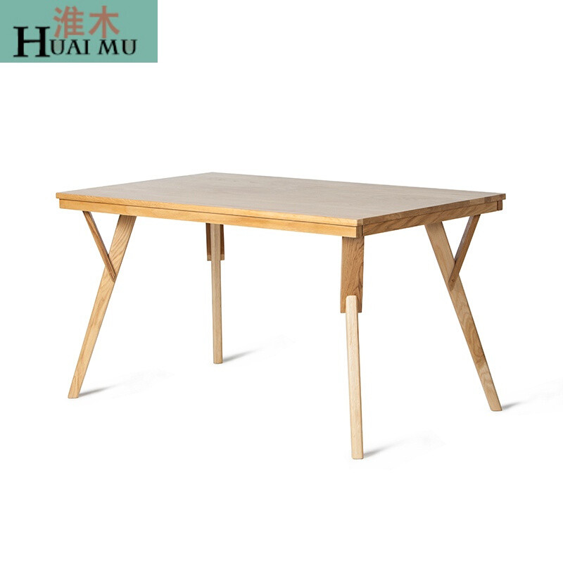 淮木（HUAIMU）实木餐桌北欧日式风格桌橡木餐桌组合6人长方餐桌 本色1350*800*750
