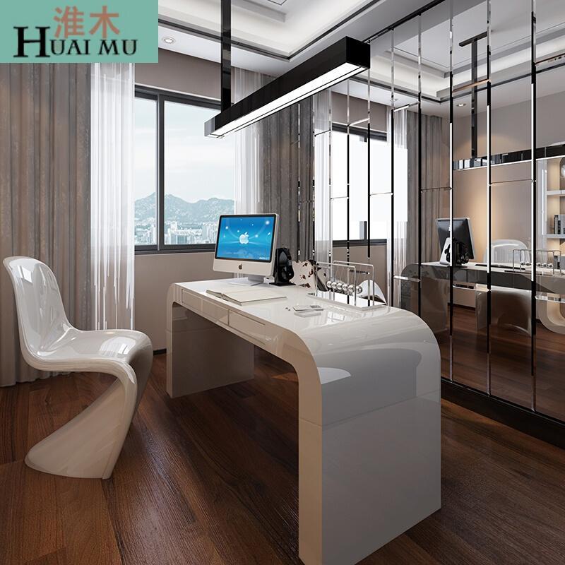 淮木（HUAIMU）创意简欧电脑桌台式现代简约时尚个性写字台白烤漆苹果办公桌_2 组装190*60*75cm长宽高