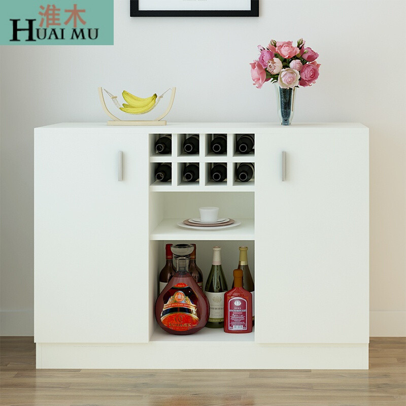 淮木（HUAIMU）茶水柜欧式隔断餐边柜储物柜碗柜现代简约田园餐厅厨房柜酒柜 暖白双门
