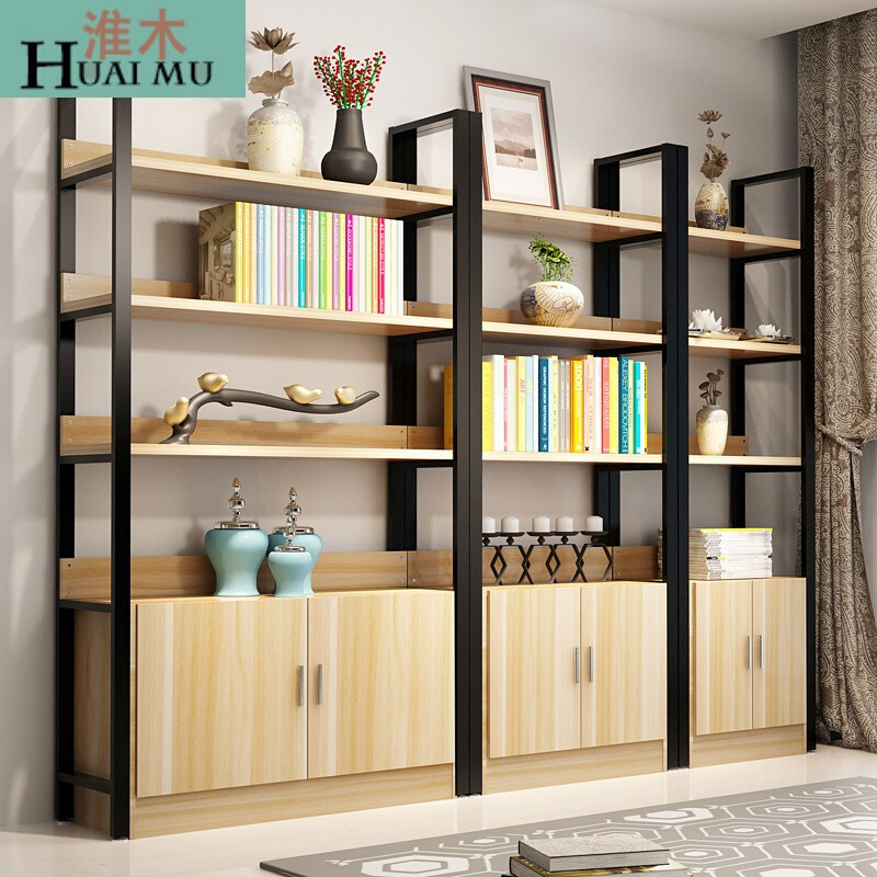 淮木（HUAIMU）货柜货架精品展示架书架隔断陈列柜饰品样品置物架储物架主图全五层组合总长 加厚长120*宽30*高145*4层*带柜