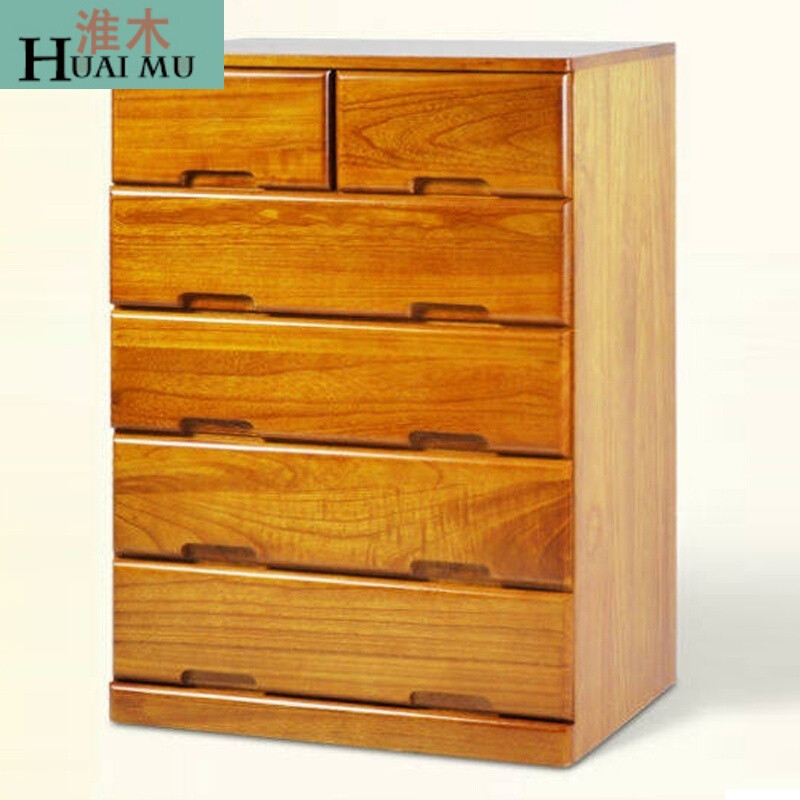淮木（HUAIMU）环保实木多功能斗柜储藏收纳衣柜现代简约家具柜100-5咖啡色75*40 桔黄色75*40*95CM高