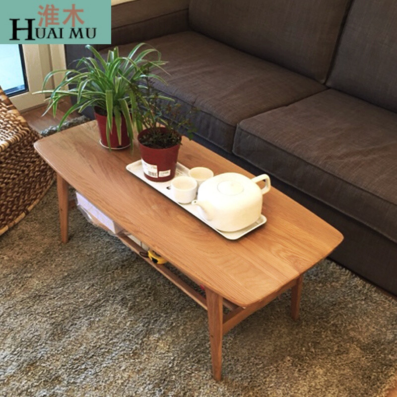 淮木（HUAIMU）北欧小户型白橡木纯纯全实木茶几简约小方桌双层桌子日式茶台1.3米原木色 1.3米原木色