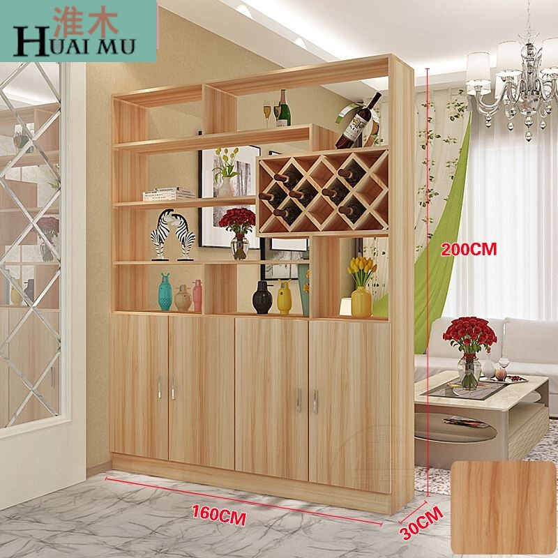淮木（HUAIMU）玄关柜酒柜厅柜置物古董架鞋柜隔断柜屏风客厅展示柜客厅装饰柜四附格（图案 四门金色年华