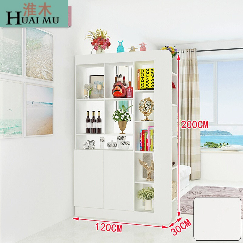 淮木（HUAIMU）玄关柜简约现代客厅隔断厅柜屏风间厅柜鞋柜置物储物展示柜酒柜组合荷花白框 单款荷花白