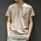 韦斯普 2018夏季新款男士纯棉短袖T恤文艺青年港风修身潮男圆领体恤衫B-T155 L 卡其色
