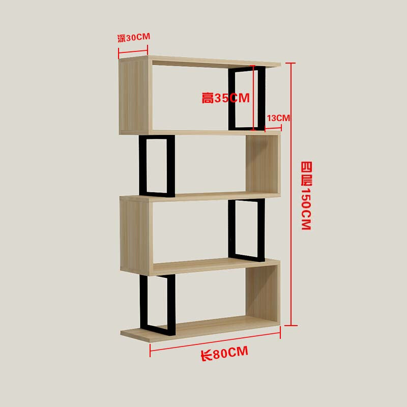 铁艺客厅隔断书架置物架现代简约书柜自由组合落地展示架储物架_1 四层长80*宽30