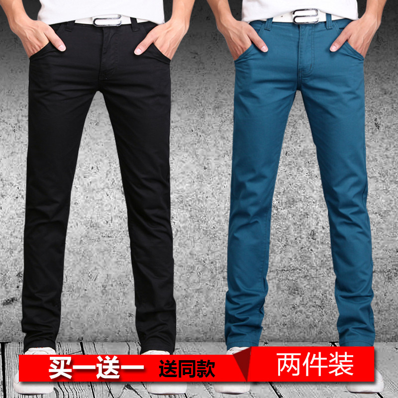 2018夏季休闲裤男直筒修身休闲裤长裤14 919黑色+孔兰 34(2尺7)
